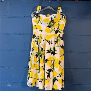 Pinup Hearts & Roses lemon halter dress